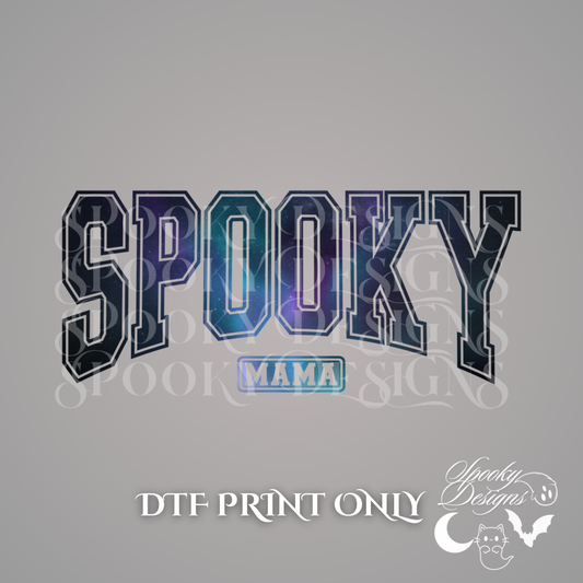 Blue Purple Galaxy Spooky Mama DTF print