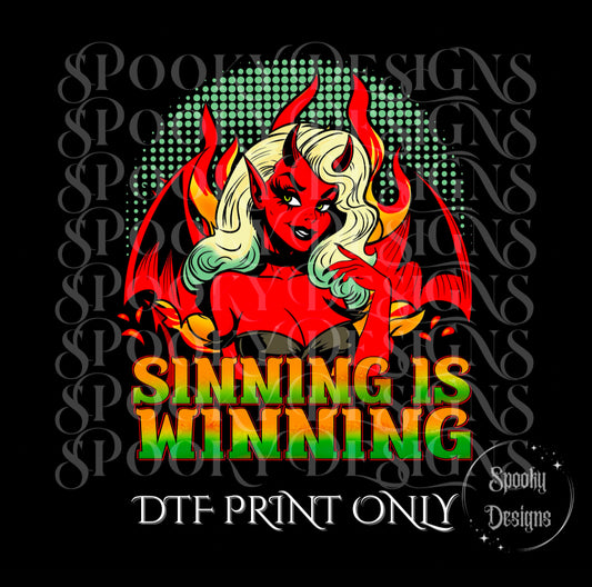 Sinning is Winning DTF print