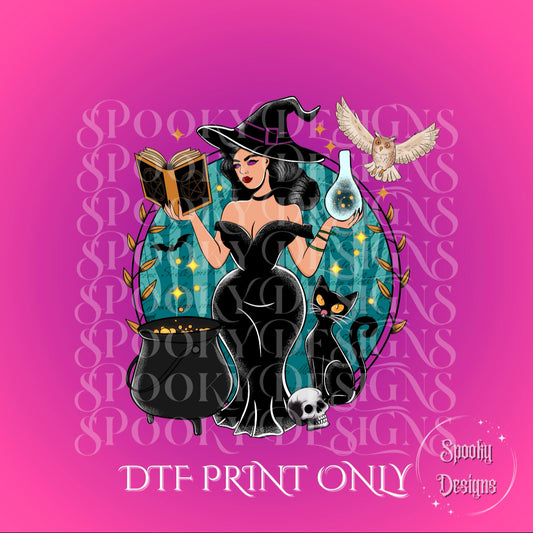 Thick Witch teal DTF print