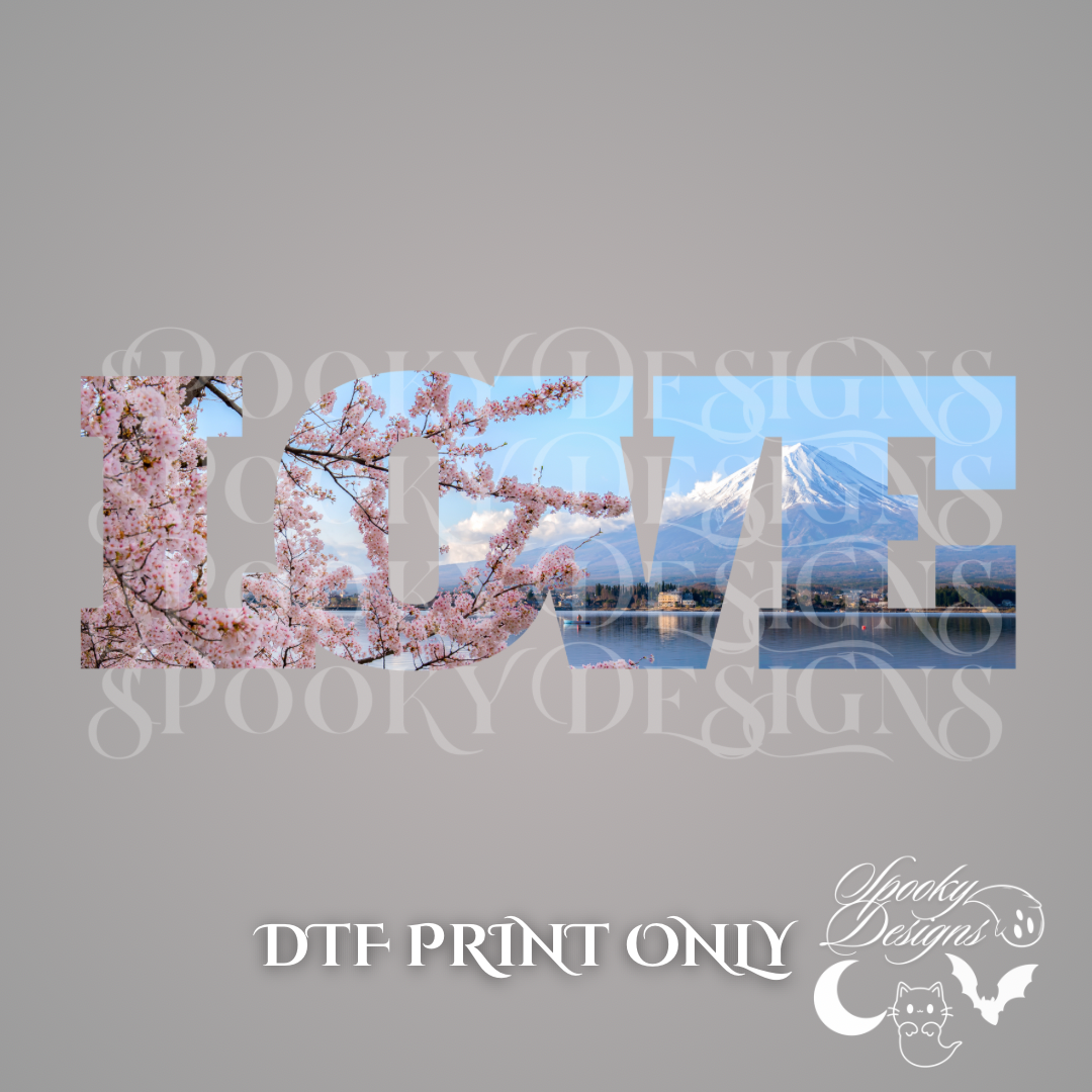 Cherry Blossom Mountain LOVE DTF print