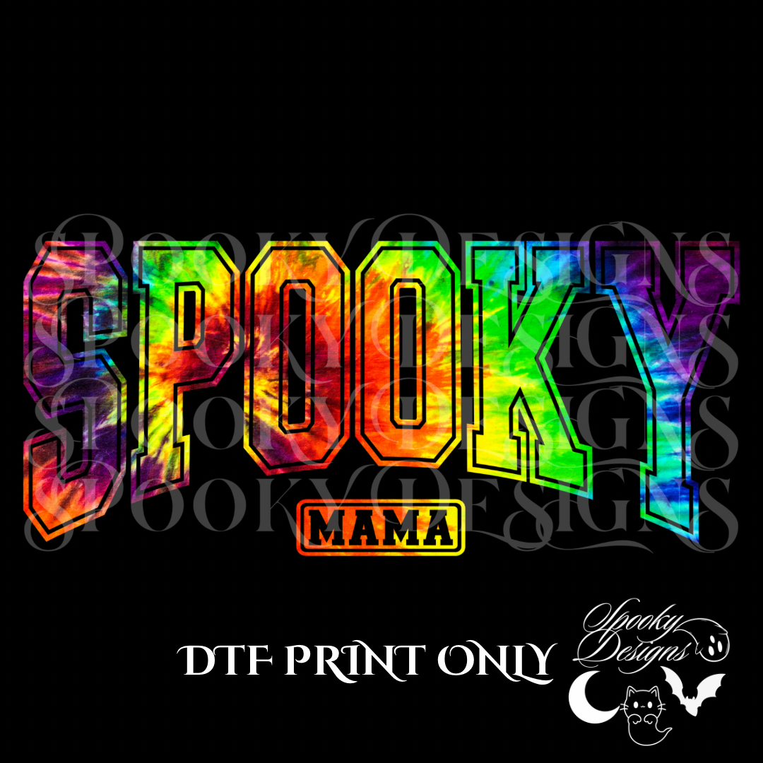 Tie-Dye Spooky Mama DTF print