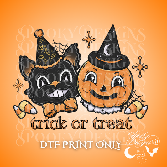 Vintage Halloween Trick or Treat DTF print